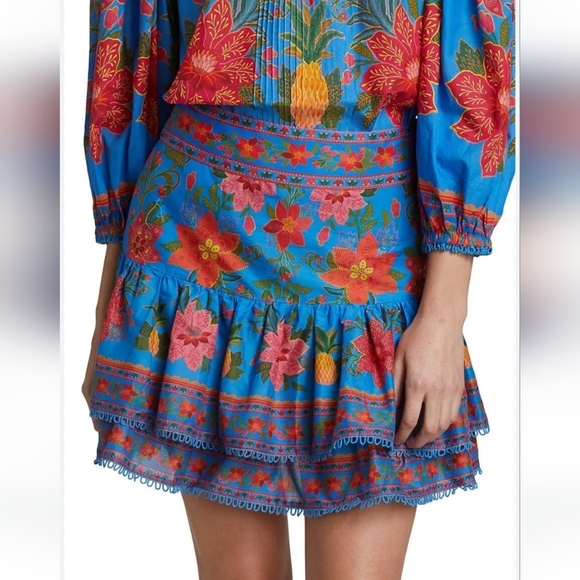 FARM Rio Blue Tropical Tapestry Mini Skirt - Picture 3 of 9
